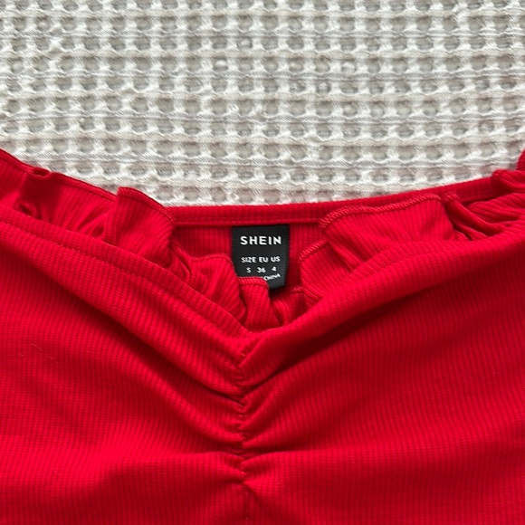 Red Off-Shoulder Ruffle Top - Picture 2 of 2